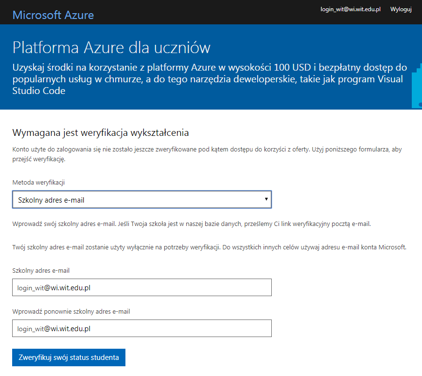 Instrukcja Microsoft Azure