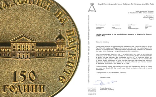 Członkostwo KVAB oraz medal dla Prof. Janusza Kacprzyka