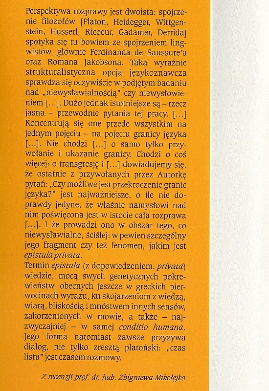 Julia Marczyńska „Epistula privata”