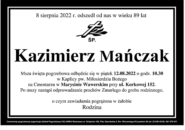 Zmarł profesor Kazimierz Mańczak