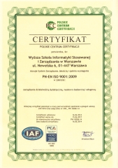 Certyfikat jakości ISO 9001