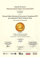 Godło Najwyższa Jakość 2013 Quality International