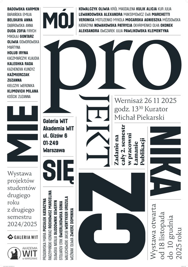 Wystawa projektów studentów drugiego roku z drugiego semestru 2024/2025